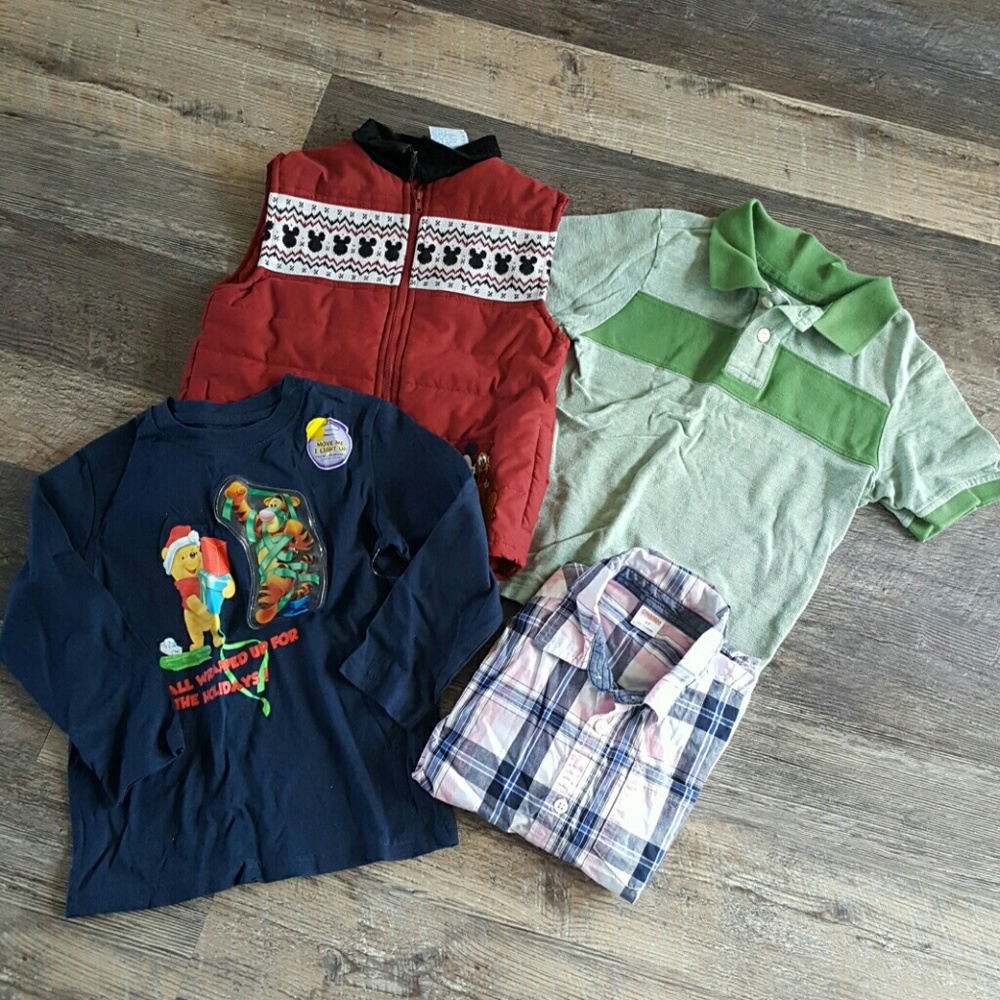 Bundle Lot of 4 boys clothes Mix size 5-5T polo shirt vest